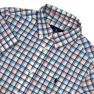 Ralph Lauren Boys Plaid Short Sleeve Button Down Shirt Size 7 Multi-Color Pony